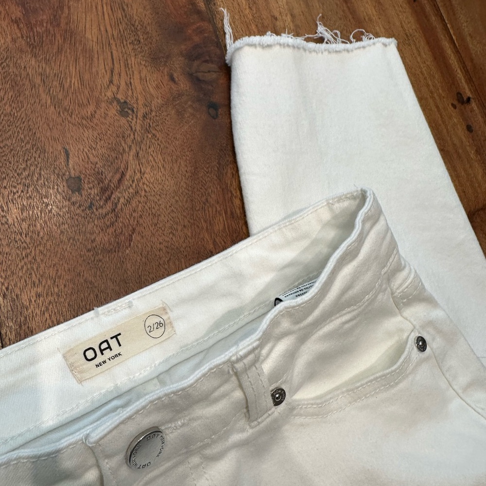☀️ OAT New York Stretch White Jeans with Raw Hem - Picture 4 of 16